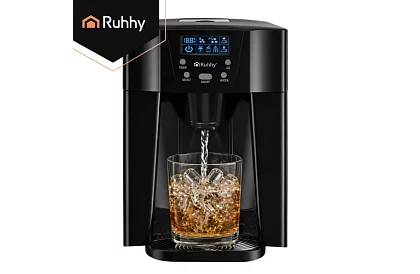 Domácí výrobník kostek ledu s LCD – kompresorový 12 kg/24 h – černý