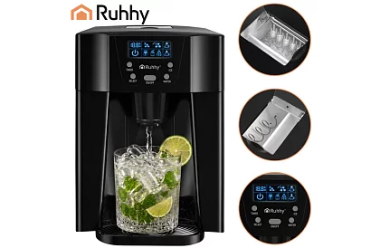 Domácí výrobník kostek ledu s LCD – kompresorový 12 kg/24 h – černý