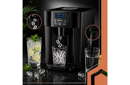 Domácí výrobník kostek ledu s LCD – kompresorový 12 kg/24 h – černý