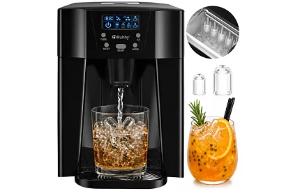 Domácí výrobník kostek ledu s LCD – kompresorový 12 kg/24 h – černý