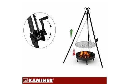 Trojnožový gril s roštem 70 cm – závěsný zahradní gril na ohniště