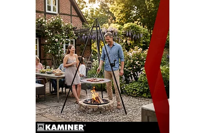 Trojnožový gril s roštem 70 cm – závěsný zahradní gril na ohniště