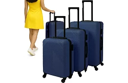 Sada 3 cestovních kufrů na kolečkách 39 l, 70 l, 99 l – tmavě modrá