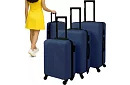 Sada 3 cestovních kufrů na kolečkách 39 l, 70 l, 99 l – tmavě modrá