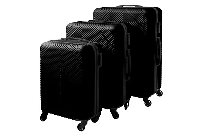 Sada 3 cestovních kufrů na kolečkách 39 l, 70 l, 99 l – Černá