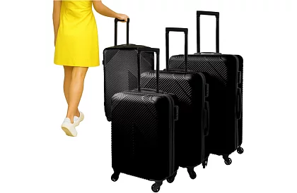Sada 3 cestovních kufrů na kolečkách 39 l, 70 l, 99 l – Černá