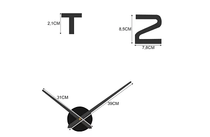 Nástěnné DIY hodiny černé – průměr 60 až 130 cm