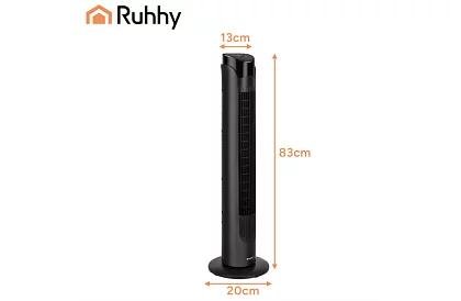 Sloupový oscilační ventilátor 83 cm, 45 W – černý + dálkové ovládání