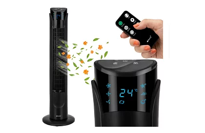Sloupový oscilační ventilátor 83 cm, 45 W – černý + dálkové ovládání