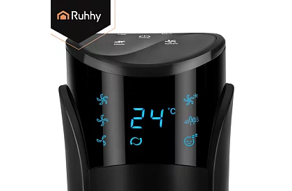 Sloupový oscilační ventilátor 83 cm, 45 W – černý + dálkové ovládání