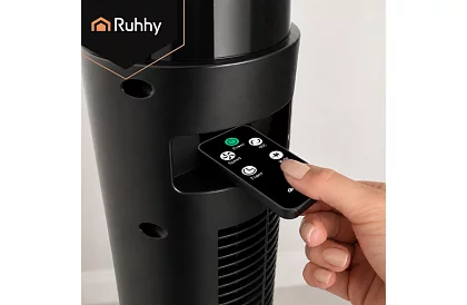 Sloupový oscilační ventilátor 83 cm, 45 W – černý + dálkové ovládání