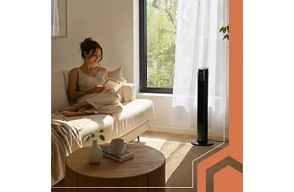 Sloupový oscilační ventilátor 83 cm, 45 W – černý + dálkové ovládání