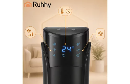 Sloupový oscilační ventilátor 83 cm, 45 W – černý + dálkové ovládání