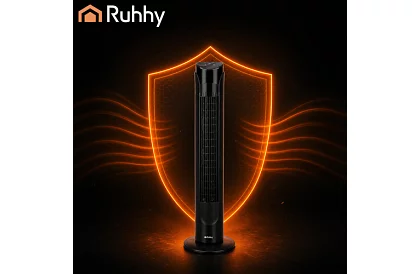 Sloupový oscilační ventilátor 83 cm, 45 W – černý + dálkové ovládání