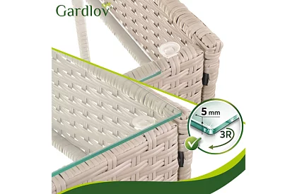 Zahradní sada nábytku – stůl, pohovka, 2 židle – béžová