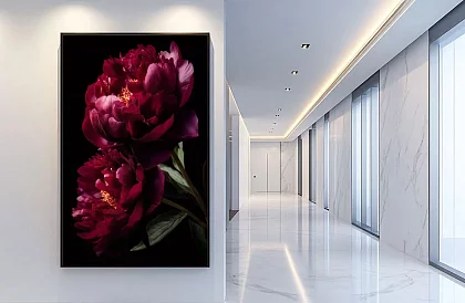 Sametová krása - obraz - Pivoňky v temně elegantním stylu 44
