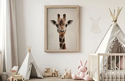 Jemný pohled - obraz - Minimalistický portrét žirafy 48