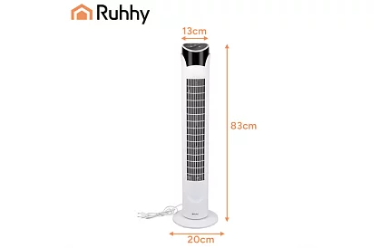 Sloupový oscilační ventilátor 83 cm, 45 W – bílý + dálkové ovládání