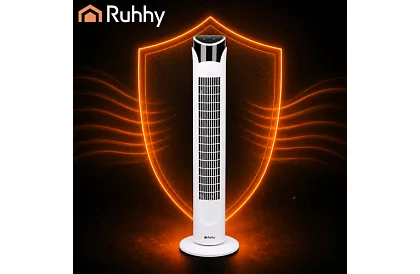 Sloupový oscilační ventilátor 83 cm, 45 W – bílý + dálkové ovládání