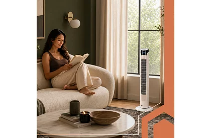 Sloupový oscilační ventilátor 83 cm, 45 W – bílý + dálkové ovládání