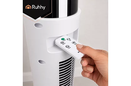 Sloupový oscilační ventilátor 83 cm, 45 W – bílý + dálkové ovládání