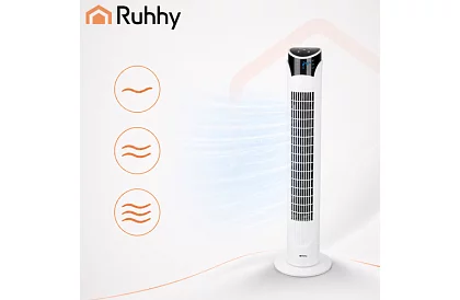 Sloupový oscilační ventilátor 83 cm, 45 W – bílý + dálkové ovládání