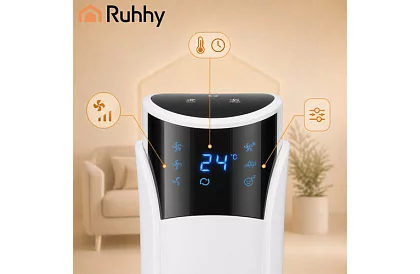 Sloupový oscilační ventilátor 83 cm, 45 W – bílý + dálkové ovládání