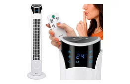 Sloupový oscilační ventilátor 83 cm, 45 W – bílý + dálkové ovládání