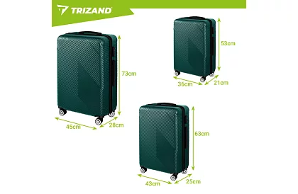 Sada 3 cestovních kufrů na kolečkách 39 l, 70 l, 99 l – zelená