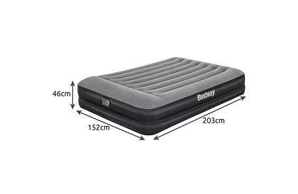 Nafukovací matrace s vestavěnou pumpou a polštářem 203 × 152 × 46 cm – B67403