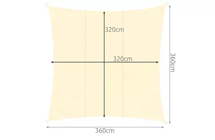 Stínící sluneční plachta 3,6 × 3,6 m – béžová