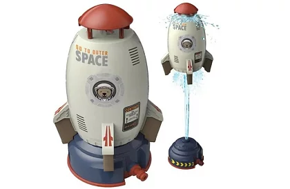Vodní rozstřikovač pro děti ve tvaru rakety – zahradní fontána na hadici