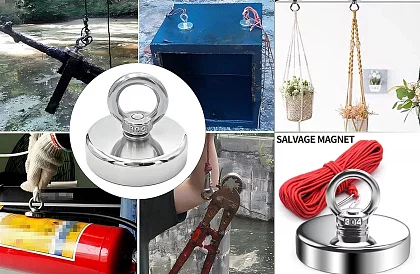 Sada pro magnet fishing – neodymový magnet N52 - 61 kg + lano 10 m