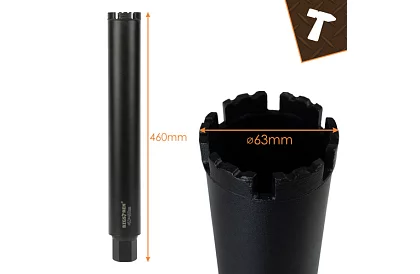 Diamantový jádrový vrták 63×450 mm - závit 1,1/4 UNC