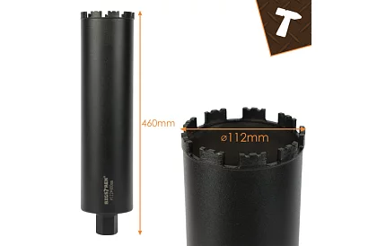 Diamantový jádrový vrták 112 × 460 mm - 1.1/4 UNC pro beton, kámen a železobeton