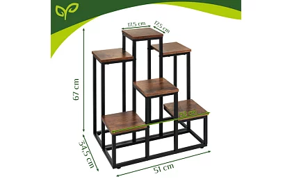 Elegantní kovový stojan na květiny 67 × 34,5 × 51 cm – 6 úrovní