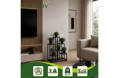 Elegantní kovový stojan na květiny 67 × 34,5 × 51 cm – 6 úrovní