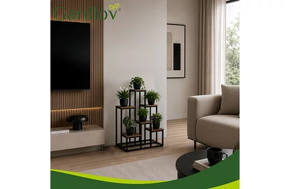 Elegantní kovový stojan na květiny 67 × 34,5 × 51 cm – 6 úrovní