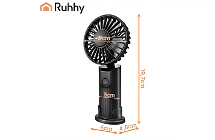 Mini přenosný ventilátor 2400 mAh USB-C – ruční, stolní a závěsný ventilátor