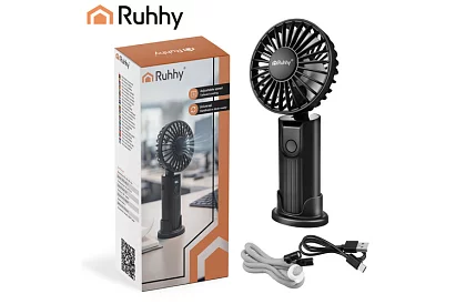Mini přenosný ventilátor 2400 mAh USB-C – ruční, stolní a závěsný ventilátor