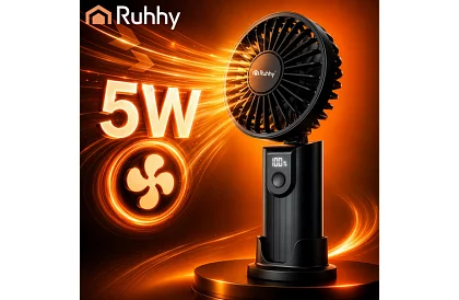 Mini přenosný ventilátor 2400 mAh USB-C – ruční, stolní a závěsný ventilátor