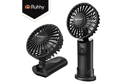Mini přenosný ventilátor 2400 mAh USB-C – ruční, stolní a závěsný ventilátor
