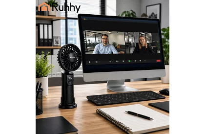 Mini přenosný ventilátor 2400 mAh USB-C – ruční, stolní a závěsný ventilátor