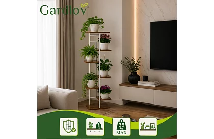 Elegantní kovový stojan na květiny 120 × 42 × 23,5 cm – 7 úrovní