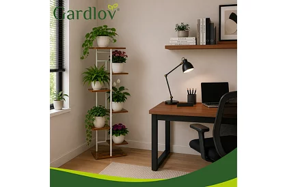 Elegantní kovový stojan na květiny 120 × 42 × 23,5 cm – 7 úrovní