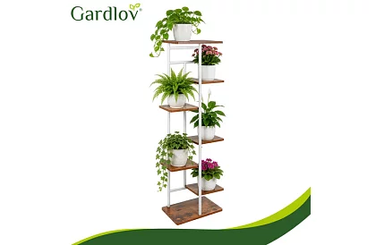 Elegantní kovový stojan na květiny 120 × 42 × 23,5 cm – 7 úrovní