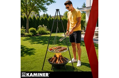 Zahradní gril s trojnožkou a závěsným roštem 58 cm – krbové ohniště