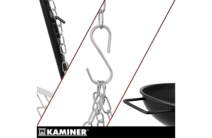 Zahradní gril s trojnožkou a závěsným roštem 58 cm – krbové ohniště