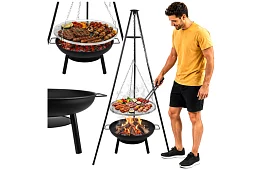 Zahradní gril s trojnožkou a závěsným roštem 58 cm – krbové ohniště