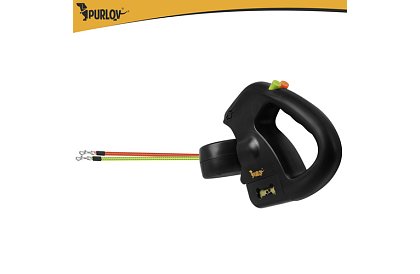 Automatické dvojité Flexi vodítko se svítilnou pro 2 psy – 2 × 3 m, LED osvětlení